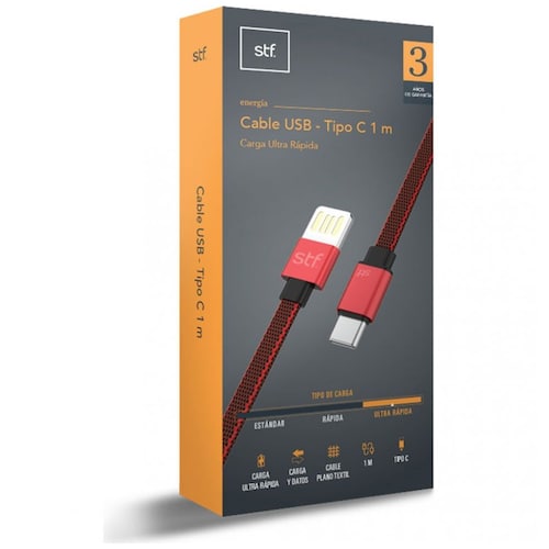 Cable Usb- Type C Carga Ultra Rápida 1M Rojo Stf
