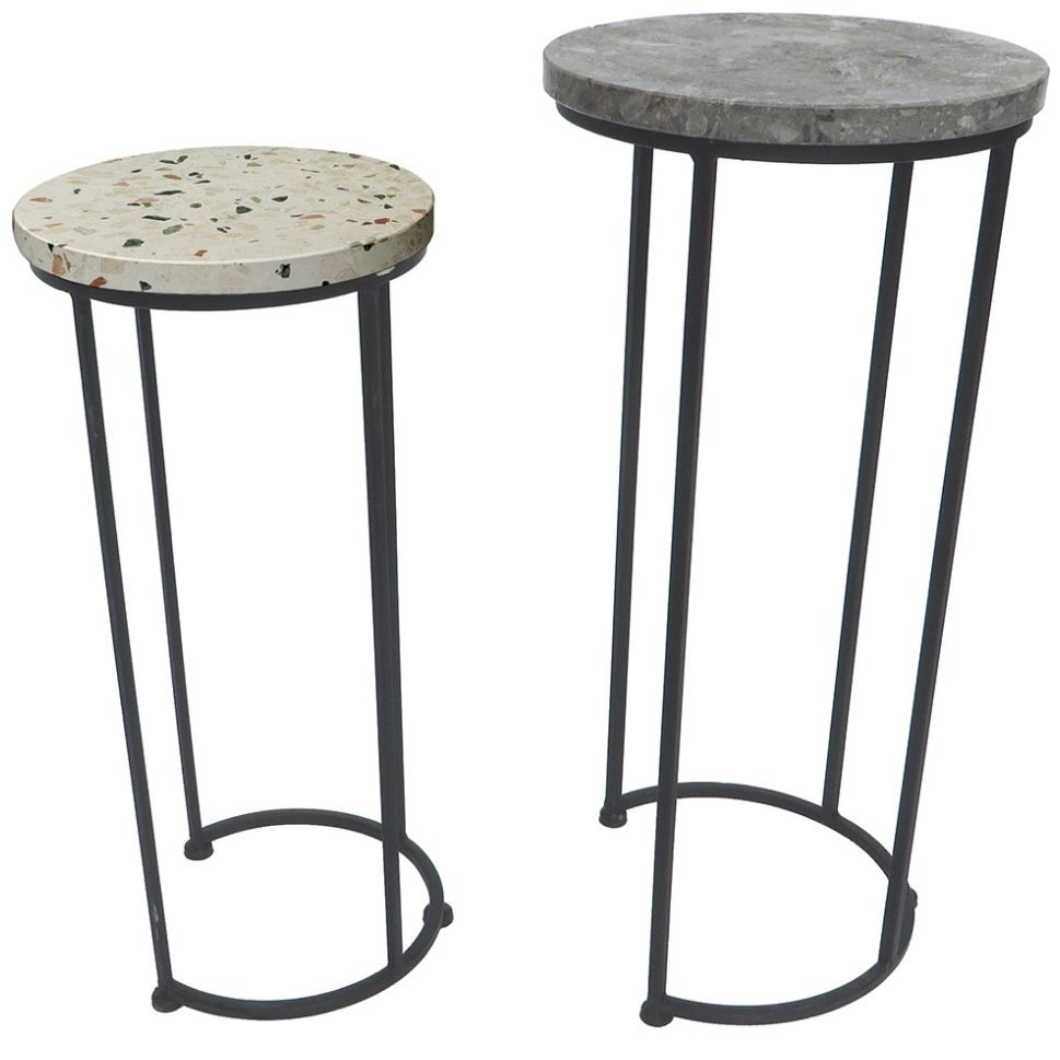 Set de 2 Mesas Pedestal Terrazo Mia Vintage Home