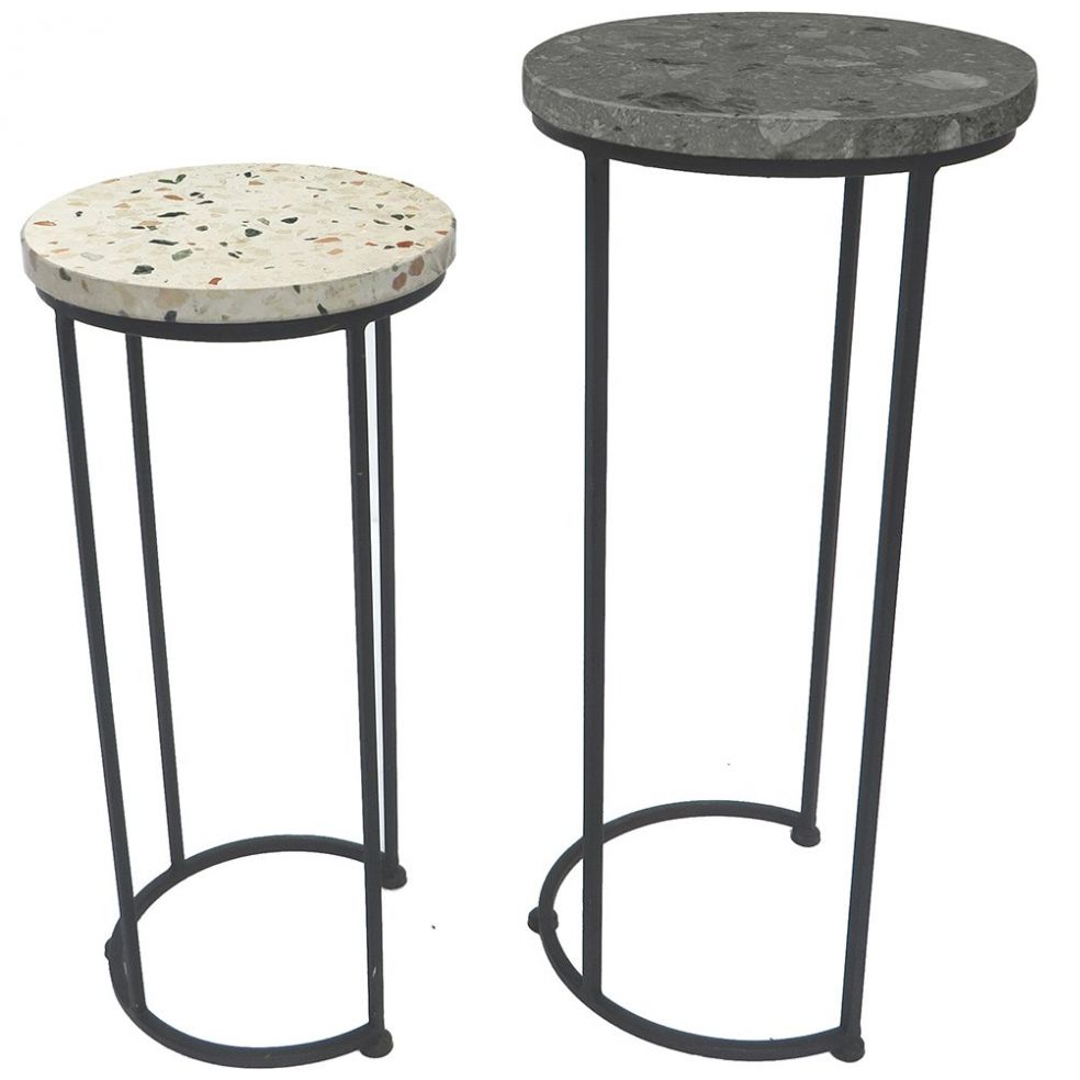 Set de 2 Mesas Pedestal Terrazo Mia Vintage Home