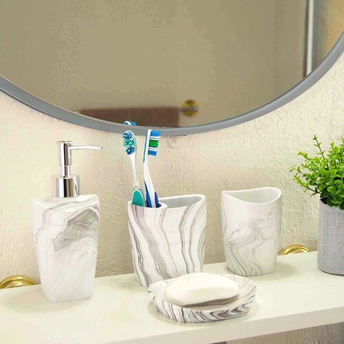 Accesorios para Ba&ntilde;o Marmoleado Beige 4 Pzas Good &amp; Good