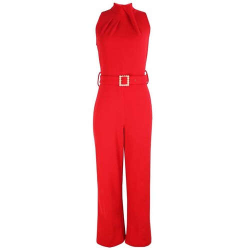 Jumpsuit Manga 3/4 Cuello Alto Diseño con Cinturón Basel para Mujer