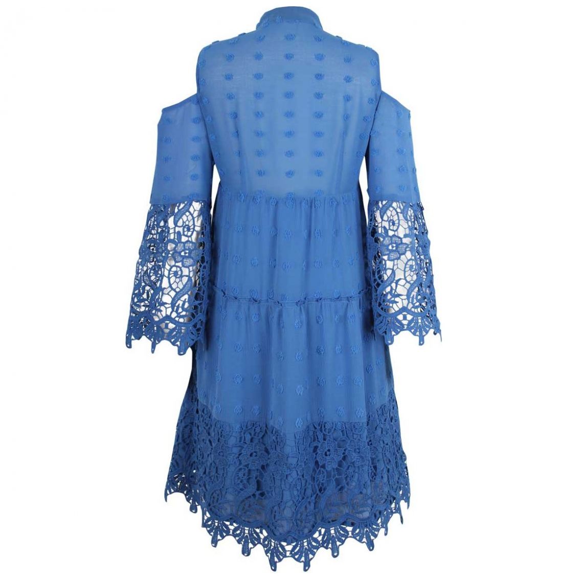 Vestido Manga Larga Cuello V Diseño con Encaje Basel para Dama