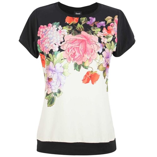 Blusa Cuello Redondo Diseño Estampado Flores Basel para Mujer
