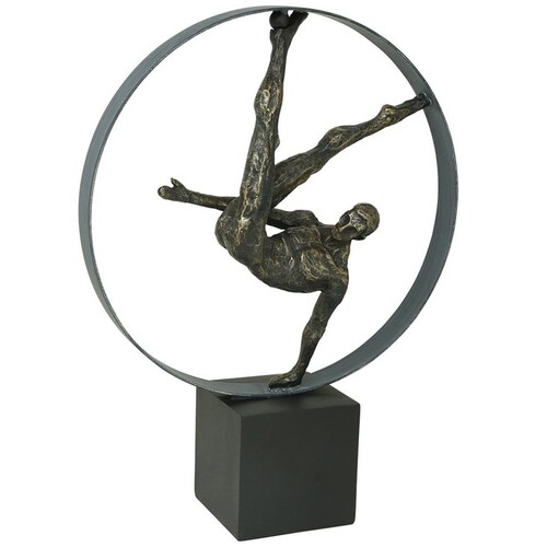 Figura Decorativa Gimnasta Circulo Resina Bronce Sagebrook