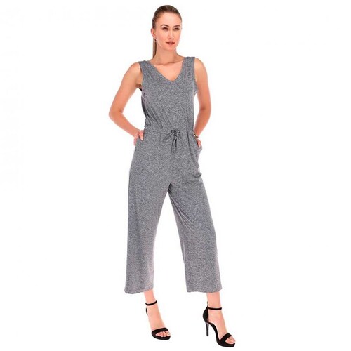 Jumpsuit Escote en V Sin Manga Y Jareta en Cintura Shyla