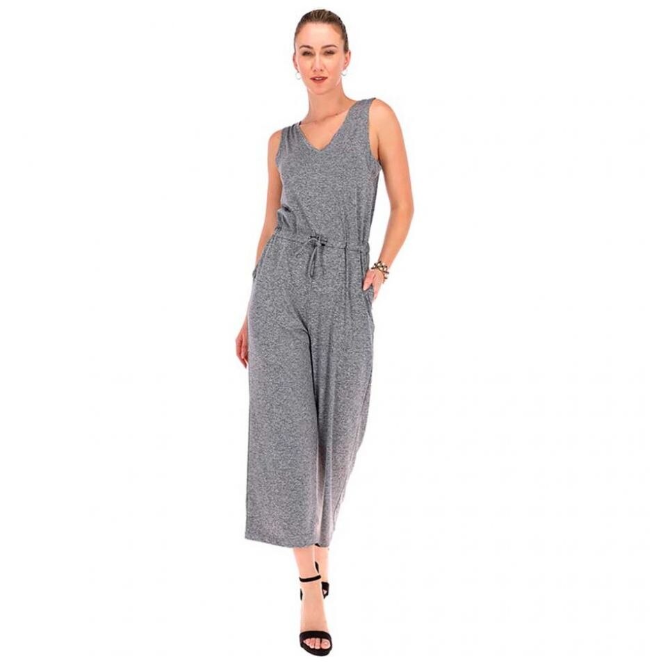 Jumpsuit Escote en V Sin Manga Y Jareta en Cintura Shyla