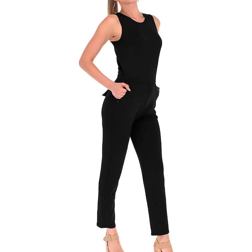 Jumpsuit Escote Redondo con Tiras de Amarre en Cintura Shyla