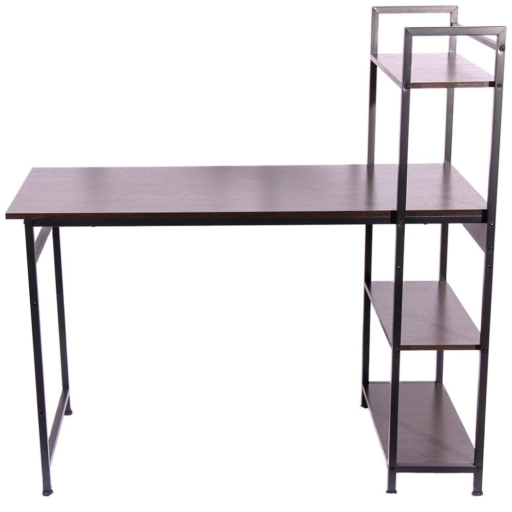Home Nature Escritorio de Madera con Patas de Metal con 4 Estantes