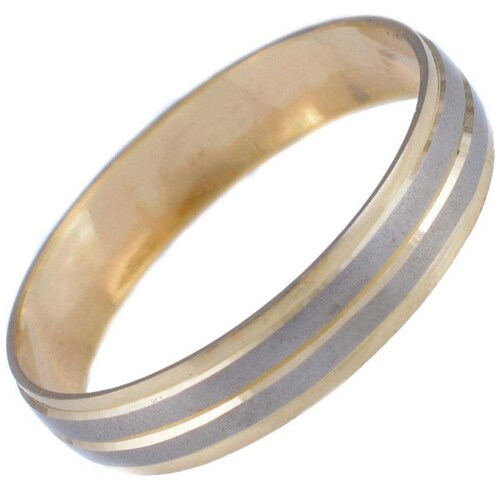 Argolla Confort Oro Combinado 14K Biselado 4Mm Doble o