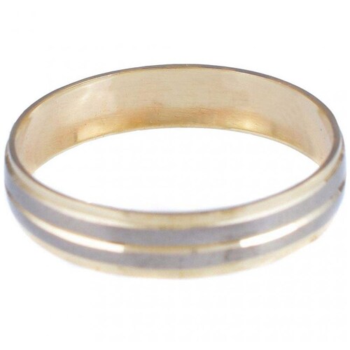 Argolla Confort Oro Combinado 14K Biselado 4Mm Doble o