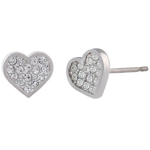 Broqueles de Corazón Pavé en Rodio Mossimo