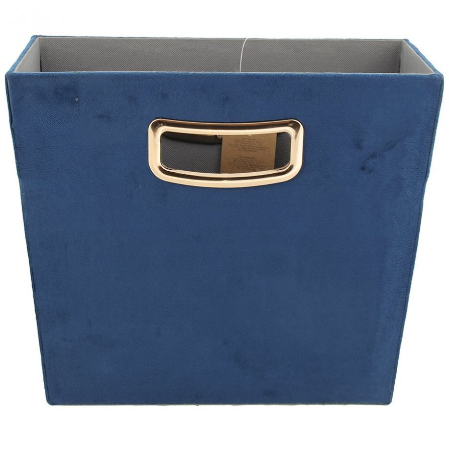 Home Nature Canasta Rectangular de Terciopelo Azul 34*15*30 Cm