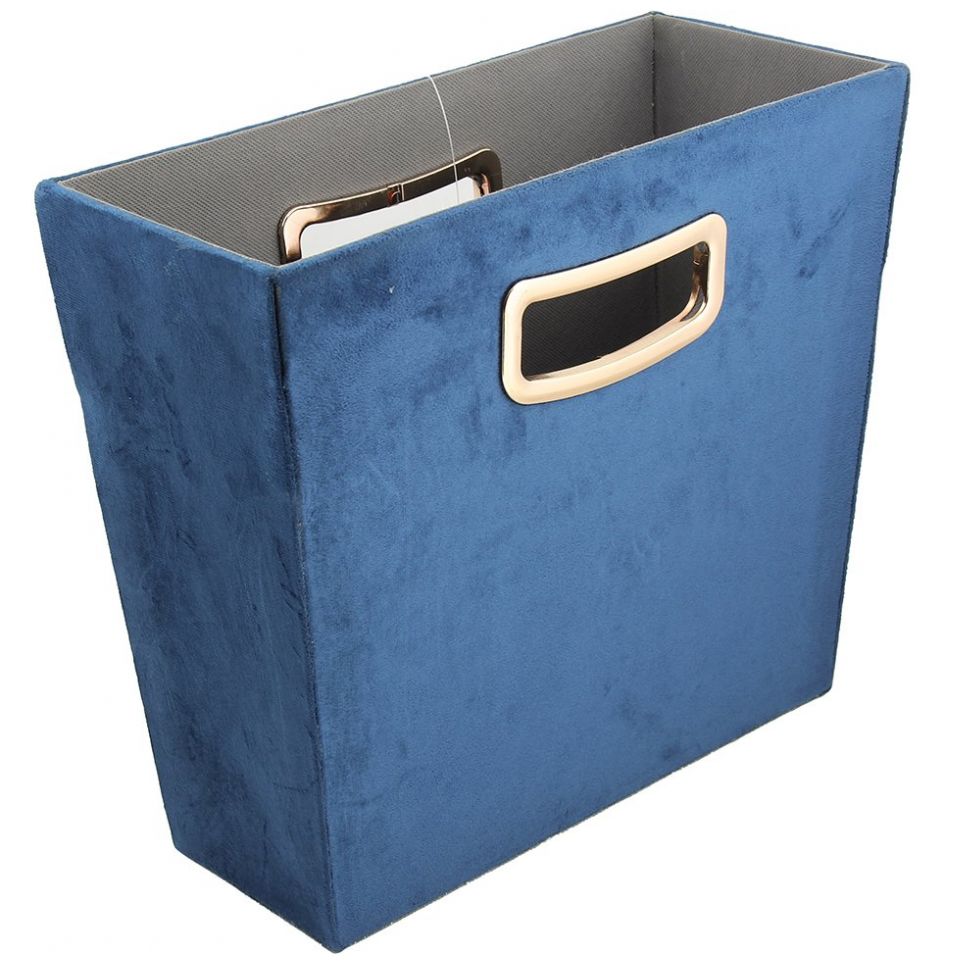 Home Nature Canasta Rectangular de Terciopelo Azul 34*15*30 Cm