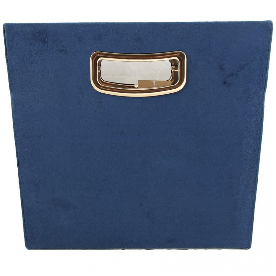 Home Nature Canasta Rectangular de Terciopelo Azul 34*15*30 Cm