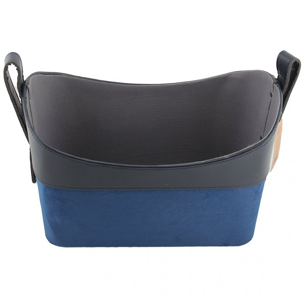 Home Nature Canasta Ovalada de Terciopelo Azul 40*25*25 Cm