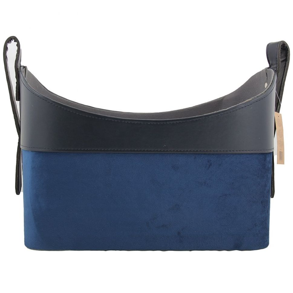 Home Nature Canasta Ovalada de Terciopelo Azul 40*25*25 Cm