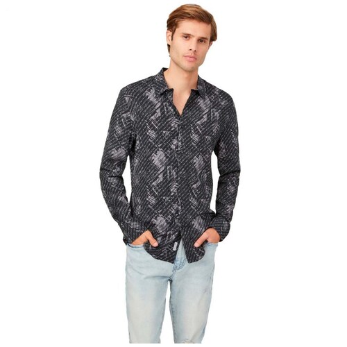Camisa Manga Larga Guess Factory Modelo Elo X1Vh05Rd4L0Jblk para Hombre