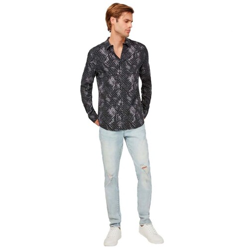 Camisa Manga Larga Guess Factory Modelo Elo X1Vh05Rd4L0Jblk para Hombre