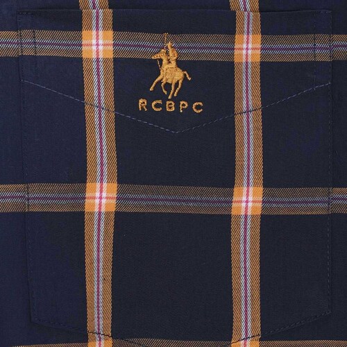 Camisa Talla Plus Manga Larga Cuadro Azul Rcb Polo Club Pe302 para Hombre