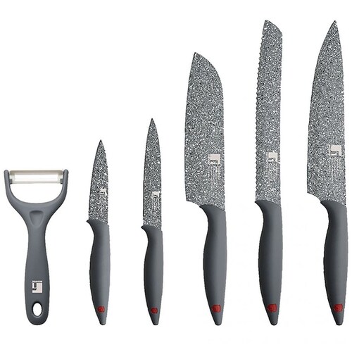 Set 5 Cuchillos Acero Inoxidable Y Pelador Bergner