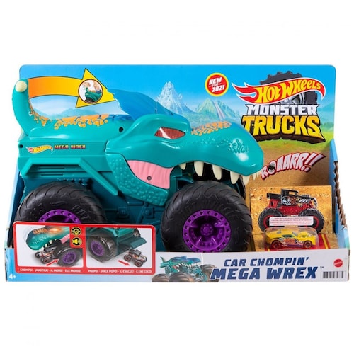 Hot Wheels Monster Trucks Mega Wrex Devorador de Autos