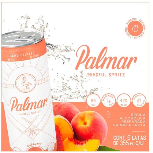  Bebida Alcohólica Hard Seltzer Durazno Pack 6 X 355 Ml Palmar