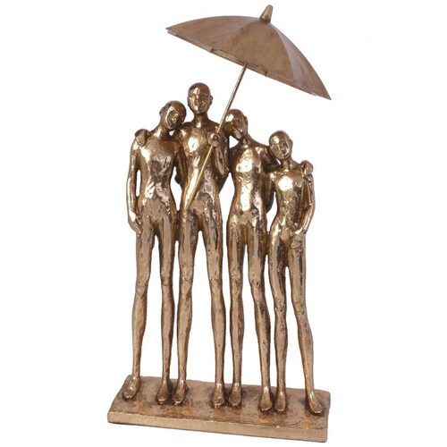 Figura Decorativa de Hombres con Paraguas 16.5X14X40Cm Dorado  Concepts  Life