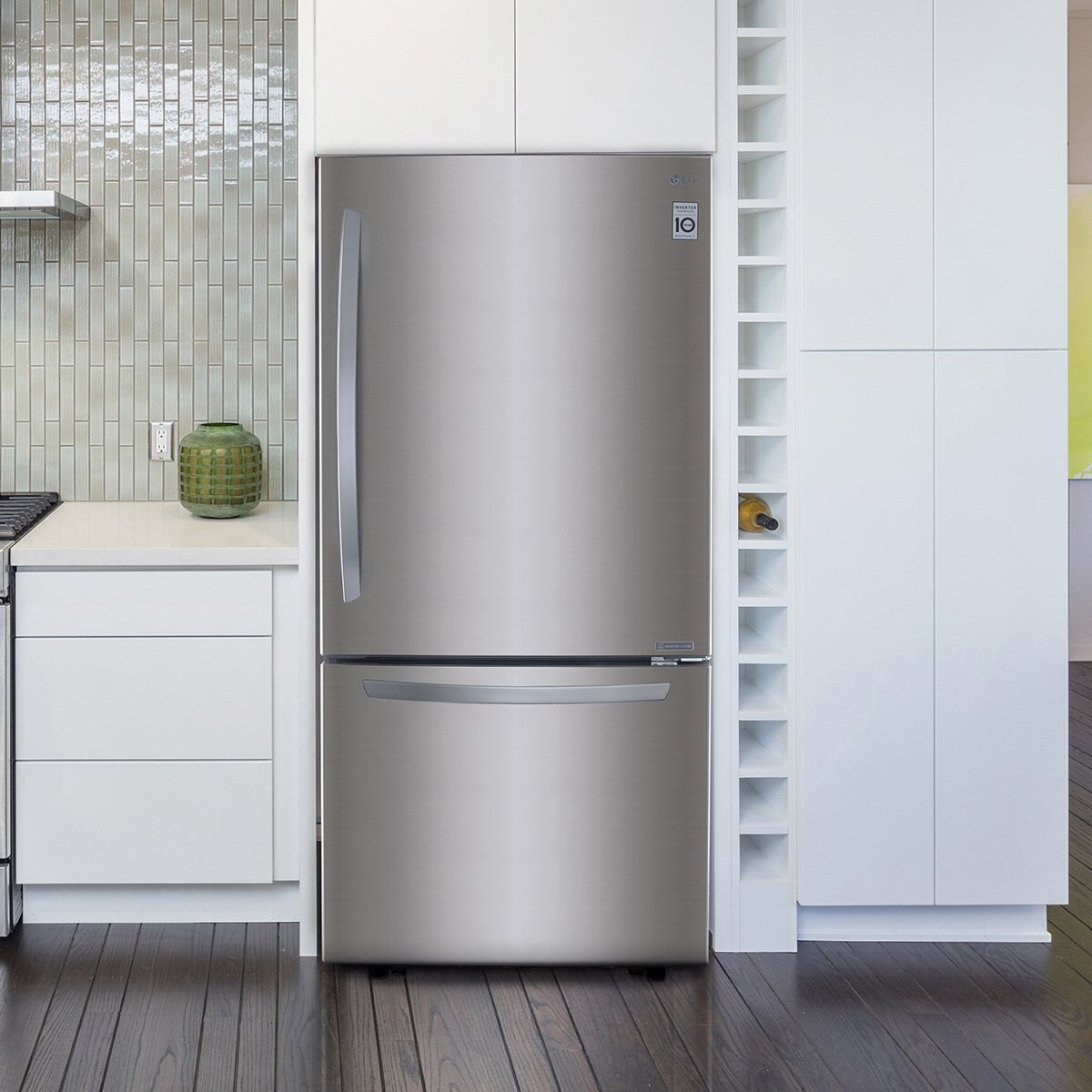 Refrigerador LG Congelador Inferior Linear Inverter con Smart Diagnosis 22 Pies³ Acero Gb22Bgs