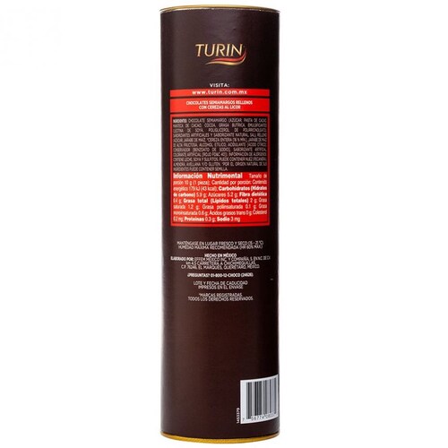 Tubo con Chocolates con Relleno Sabor Cereza Turin 200Grs