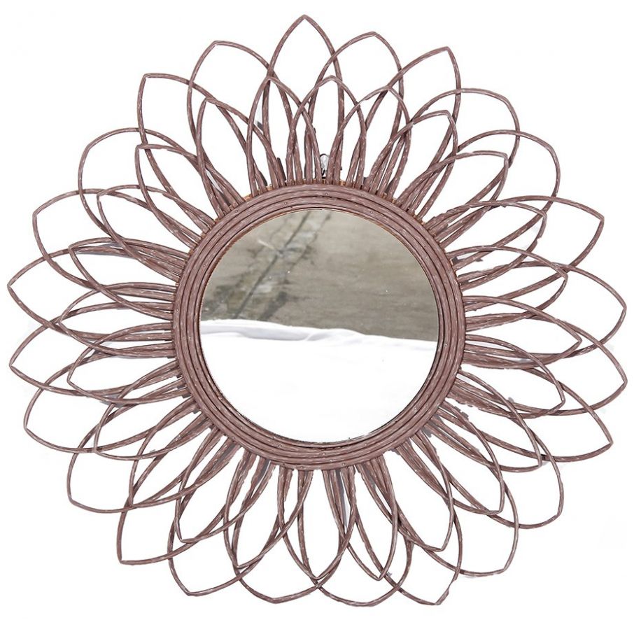 Home Nature Espejo Redondo Tejido en Flor 60 Cm