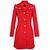 Abrigo Cuello con Solapa Diseño Liso Rojo Basel para Mujer