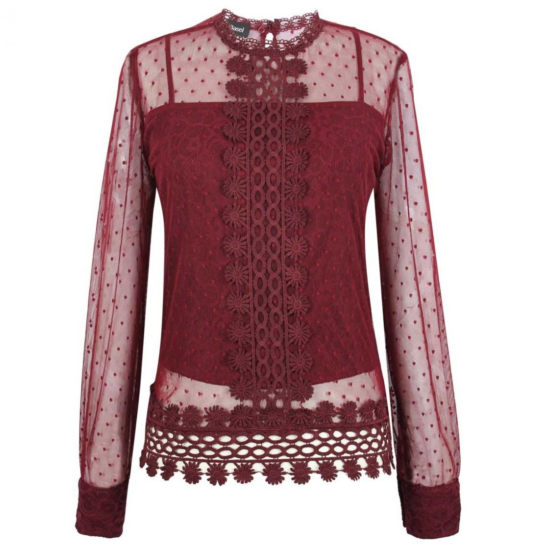 Blusa Diseno Mesh con Encaje Basel para Mujer