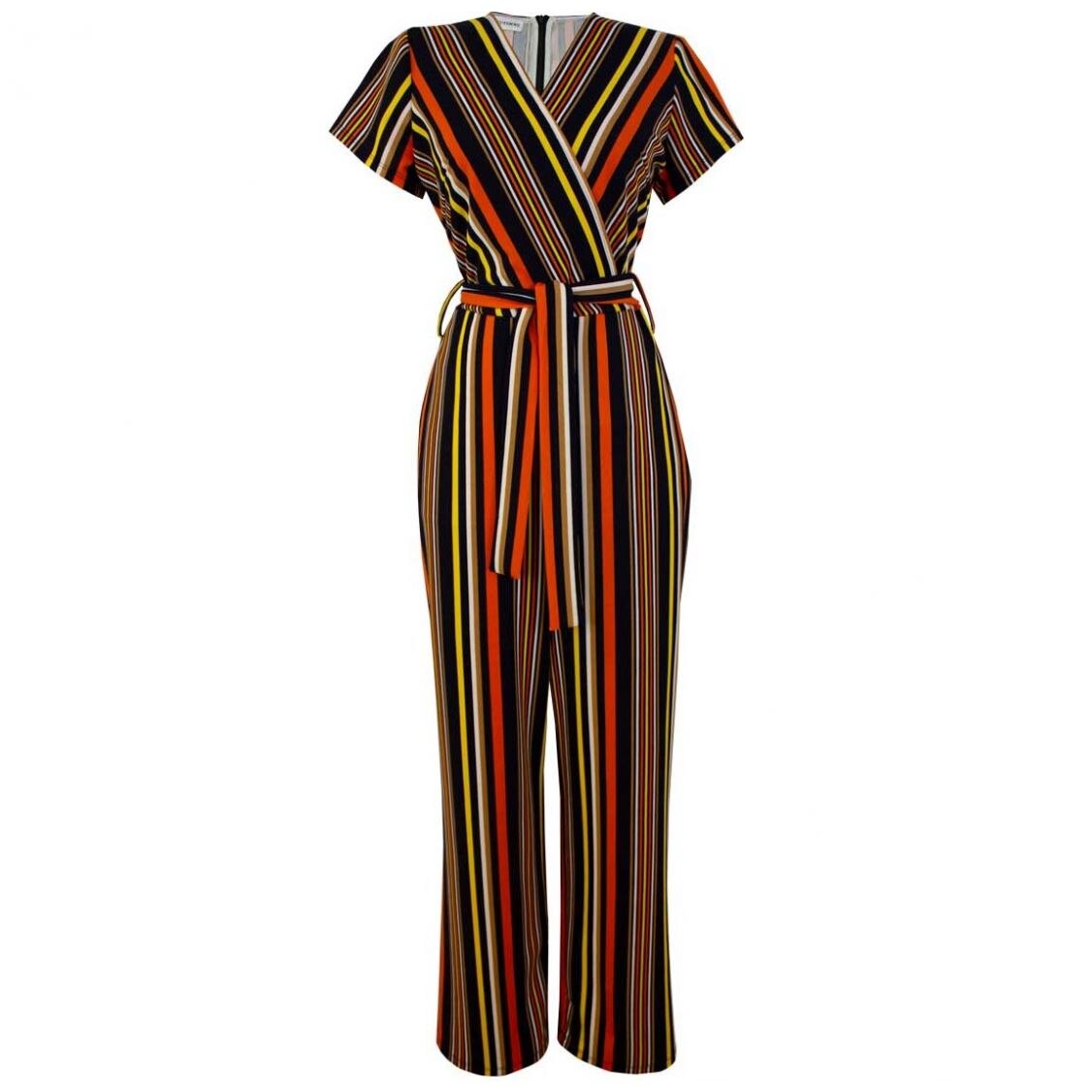 Jumpsuit Cuello V Diseño Rayas Multicolor City Femme para Dama