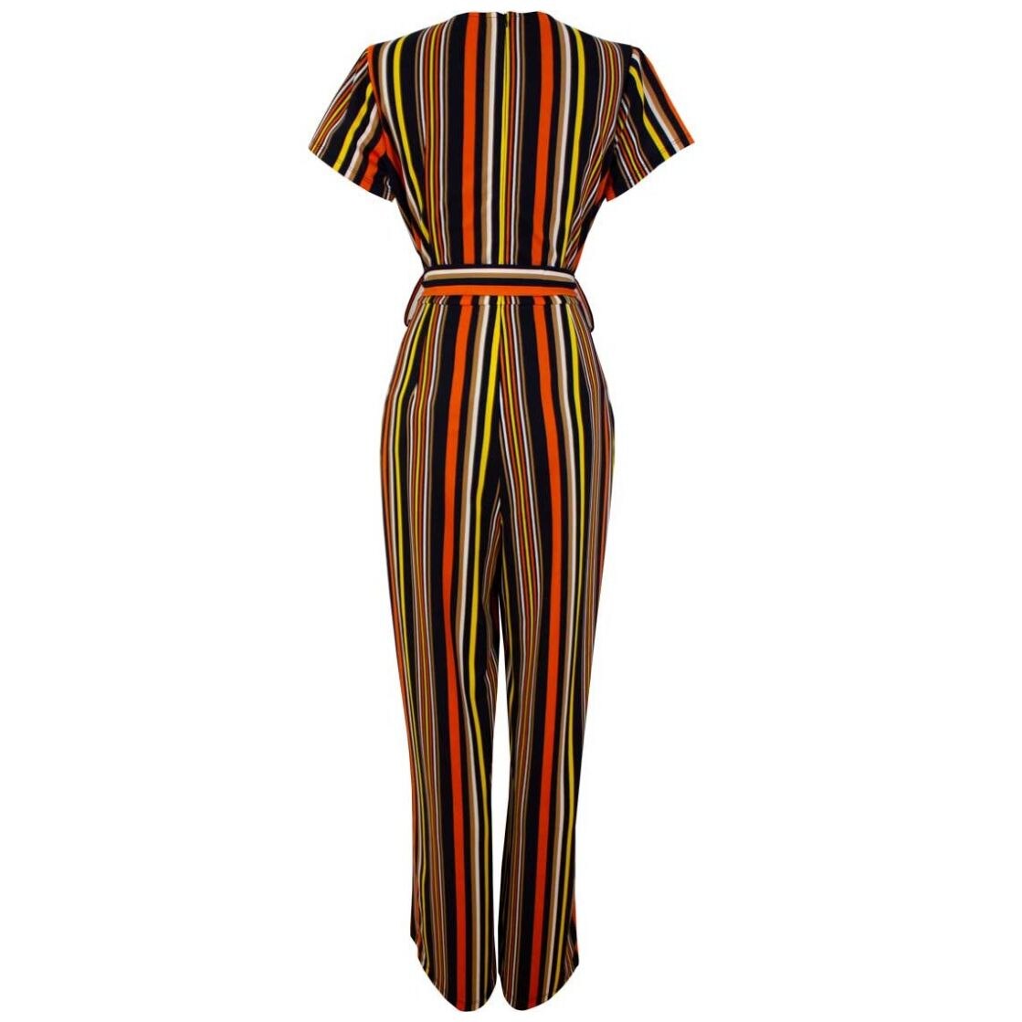 Jumpsuit Cuello V Diseño Rayas Multicolor City Femme para Dama