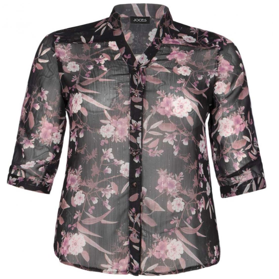 Blusa Estampada con Manga de 3/4 Joces