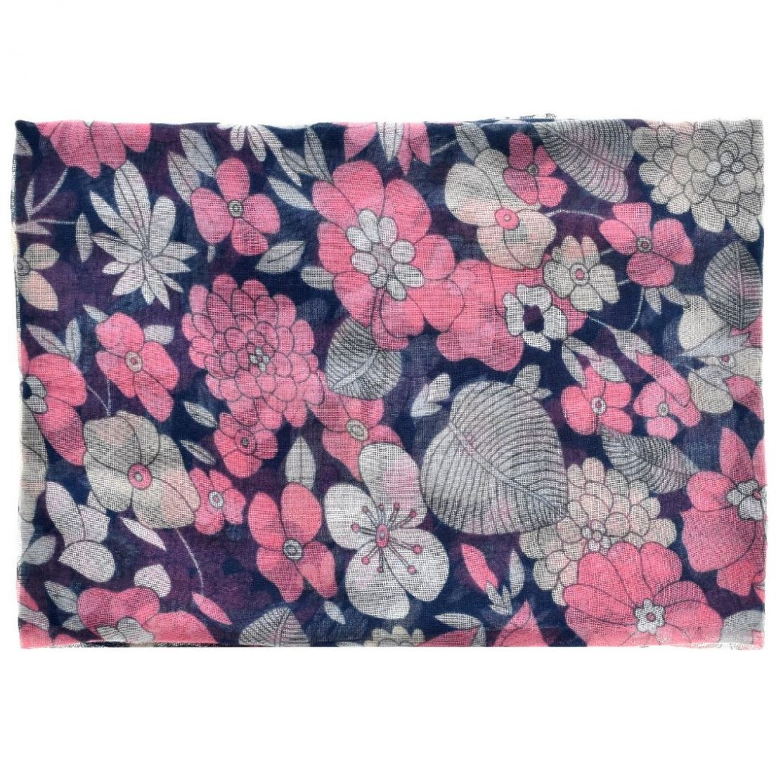 Pashmina Delgada C2C con Diseño de Flores Claras.