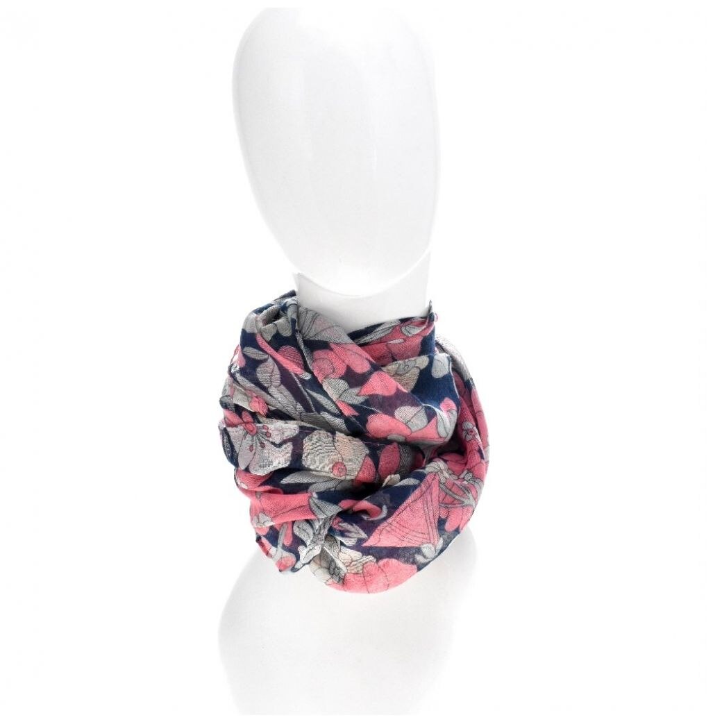 Pashmina Delgada C2C con Diseño de Flores Claras.