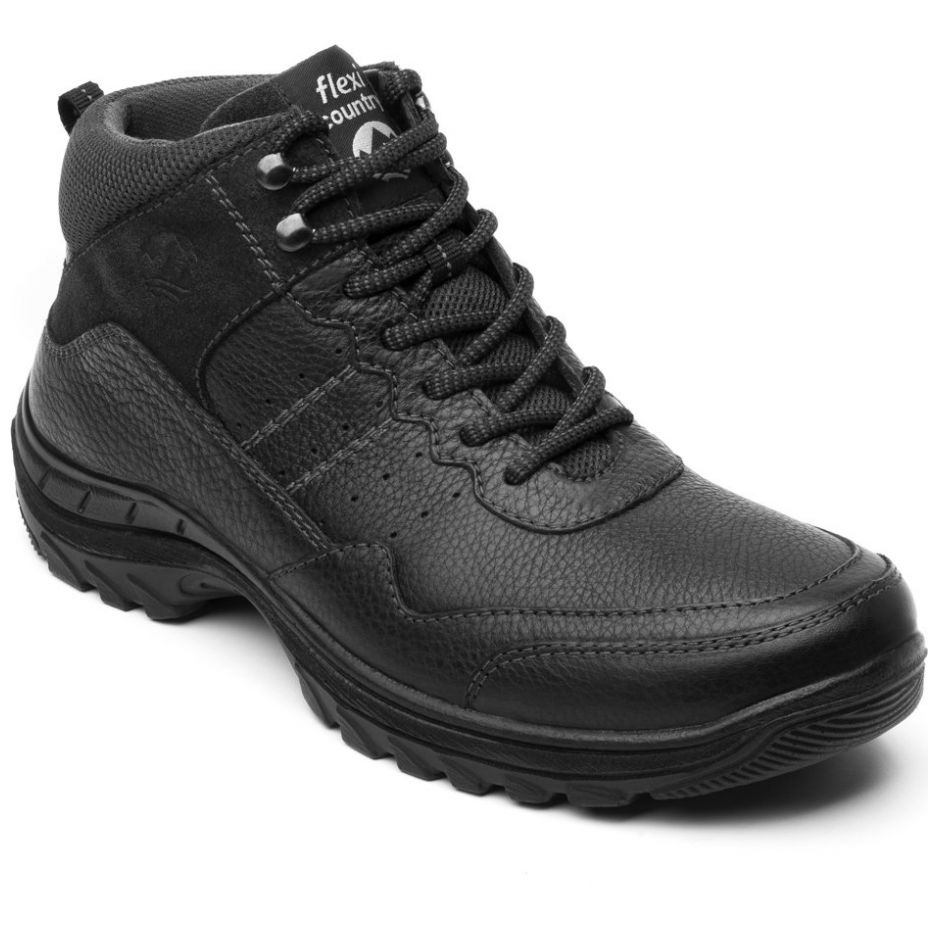 Bota Negra de Piel Flexi para Hombre