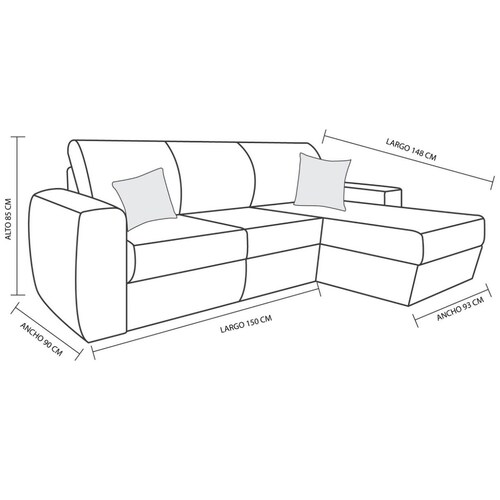 Love Seat y Chaise Stella Grey Divano