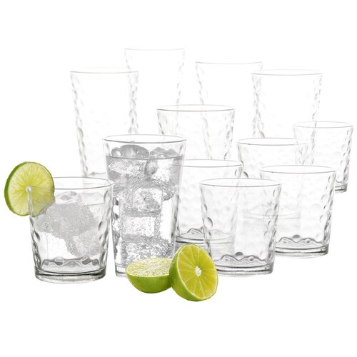 Set 16 Vasos de Vidrio Transparente Burbujas Gibson Home