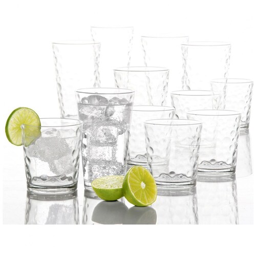 Set 16 Vasos de Vidrio Transparente Burbujas Gibson Home