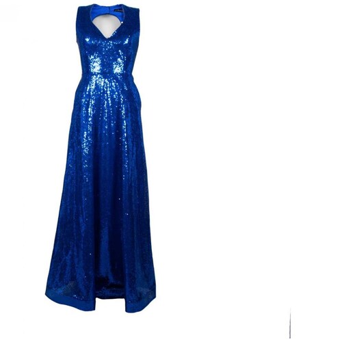 Vestido Largo Escote V Falda Circular Metalica Nicole & Jolie