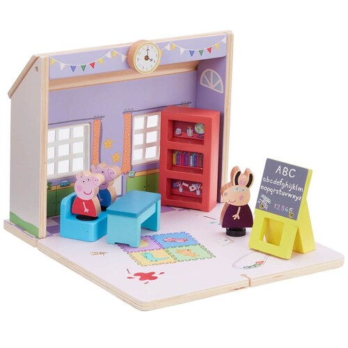 Escuela de Peppa de Madera con Figuras Peppa Pig Bandai