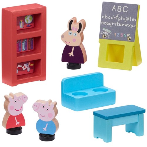 Escuela de Peppa de Madera con Figuras Peppa Pig Bandai