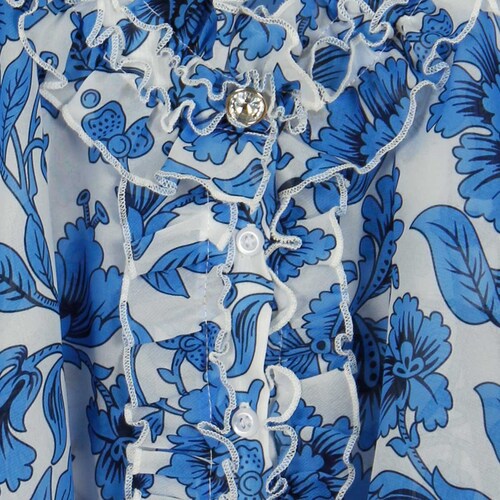 Blusa Manga Obispo Cuello Mao Estampado Flores Talavera Basel