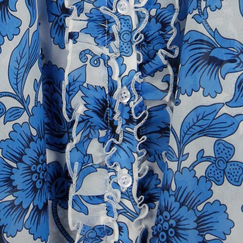 Blusa Manga Obispo Cuello Mao Estampado Flores Talavera Basel