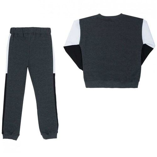 Conjunto 2 Piezas Sudadera Cerrada Combinada con Joggers Combinados para Niño