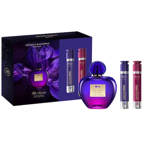 Antonio Banderas Her Secret Desire Set para Mujer Perfume Edt 30Ml + Edt  30Ml + Edt