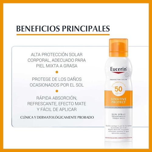 Eucerin Sun Protector Solar Corporal Spray Toque Seco Fps 50 200Ml