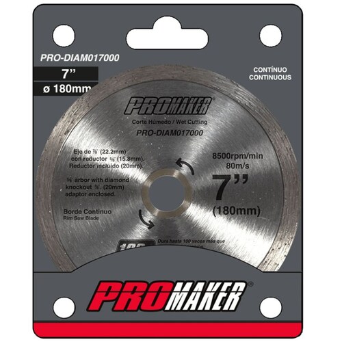 Disco Diamantado Segmentado Corte Humedo 7" X 7/8 Promaker